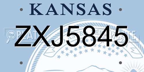 ZXJ5845 Kansas License Plate