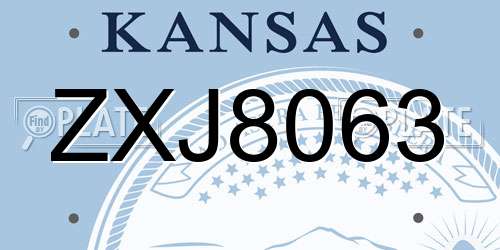 ZXJ8063 Kansas License Plate