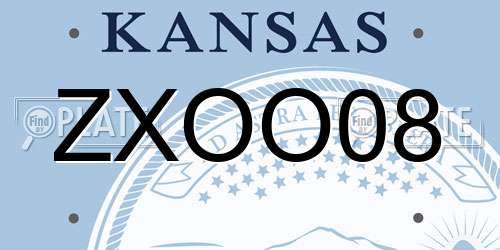 ZXOO08 Kansas License Plate