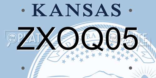 ZXOQ05 Kansas License Plate