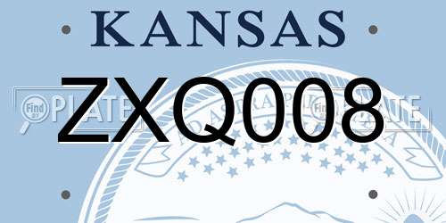 ZXQ008 Kansas License Plate