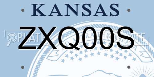 ZXQ00S Kansas License Plate
