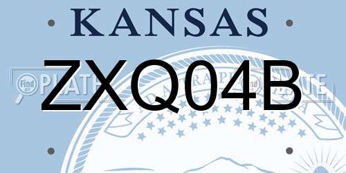 ZXQ04B Kansas License Plate