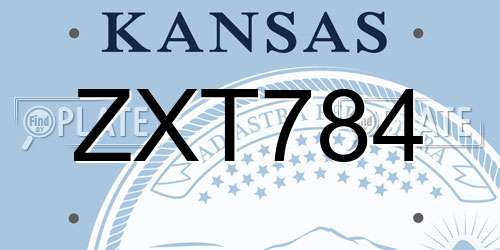 ZXT784 Kansas License Plate