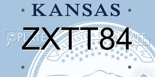 ZXTT84 Kansas License Plate