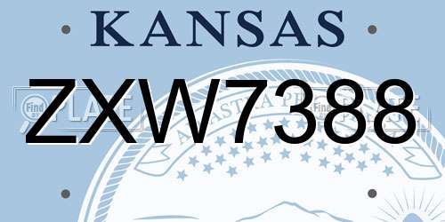 ZXW7388 Kansas License Plate
