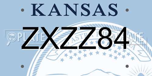 ZXZZ84 Kansas License Plate