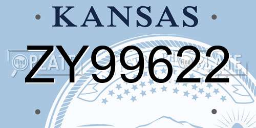 ZY99622 Kansas License Plate