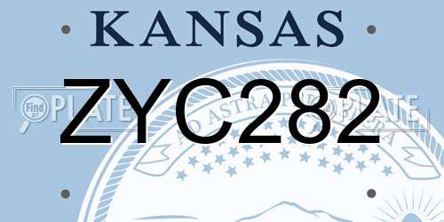 ZYC282 Kansas License Plate