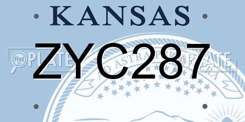 ZYC287 Kansas License Plate