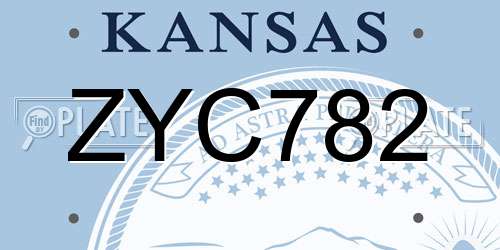ZYC782 Kansas License Plate