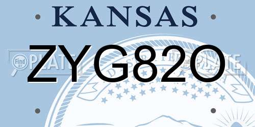 ZYG82O Kansas License Plate
