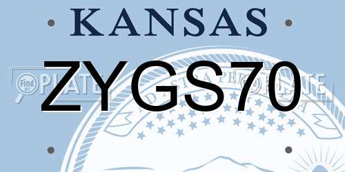 ZYGS70 Kansas License Plate