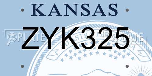 ZYK325 Kansas License Plate
