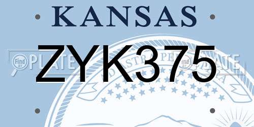 ZYK375 Kansas License Plate