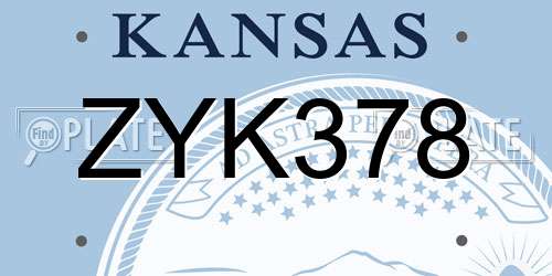ZYK378 Kansas License Plate