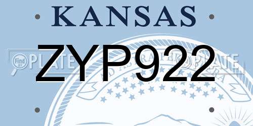 ZYP922 Kansas License Plate