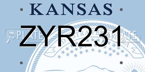 ZYR231 Kansas License Plate