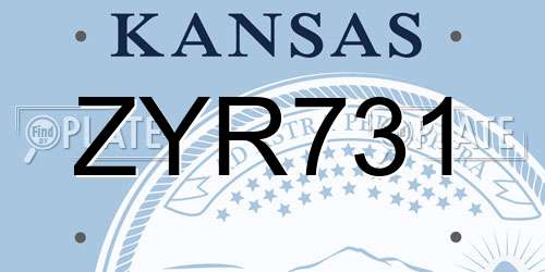 ZYR731 Kansas License Plate