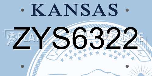 ZYS6322 Kansas License Plate