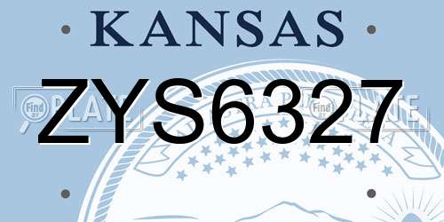 ZYS6327 Kansas License Plate