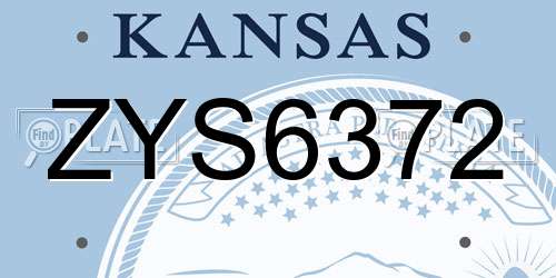 ZYS6372 Kansas License Plate