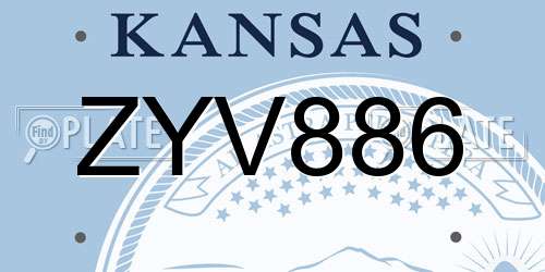 ZYV886 Kansas License Plate