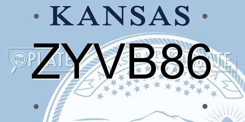 ZYVB86 Kansas License Plate