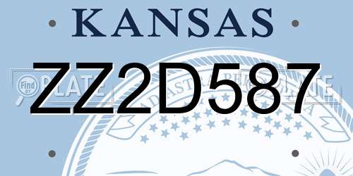 ZZ2D587 Kansas License Plate