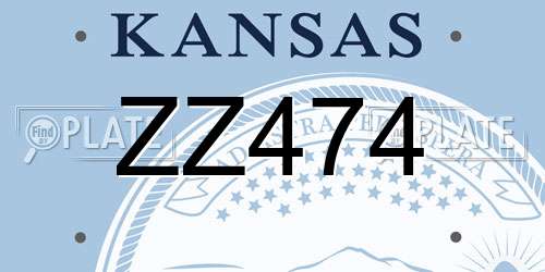 ZZ474 Kansas License Plate
