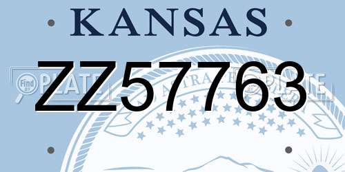 ZZ57763 Kansas License Plate