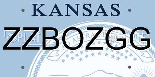 ZZBOZGG Kansas License Plate