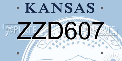 ZZD607 Kansas License Plate