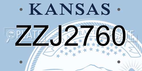 ZZJ2760 Kansas License Plate