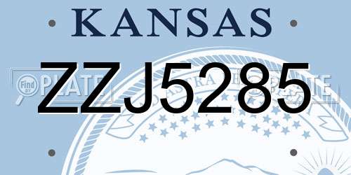 ZZJ5285 Kansas License Plate