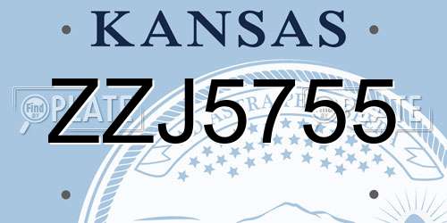 ZZJ5755 Kansas License Plate