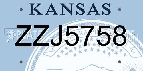 ZZJ5758 Kansas License Plate