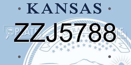 ZZJ5788 Kansas License Plate