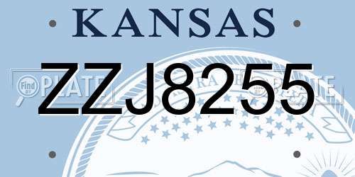 ZZJ8255 Kansas License Plate