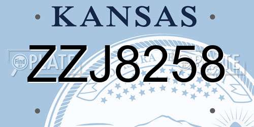 ZZJ8258 Kansas License Plate