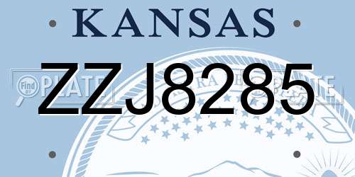 ZZJ8285 Kansas License Plate