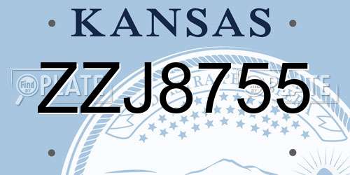 ZZJ8755 Kansas License Plate