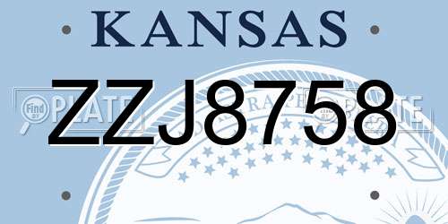 ZZJ8758 Kansas License Plate