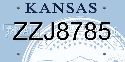 ZZJ8785 Kansas License Plate