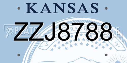 ZZJ8788 Kansas License Plate