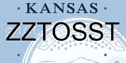 ZZTOSST Kansas License Plate