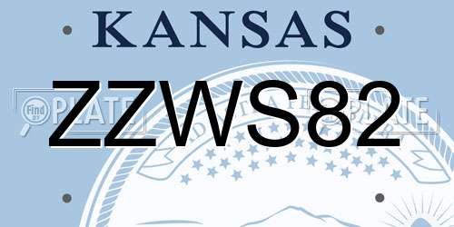ZZWS82 Kansas License Plate
