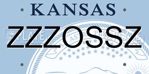 ZZZOSSZ Kansas License Plate
