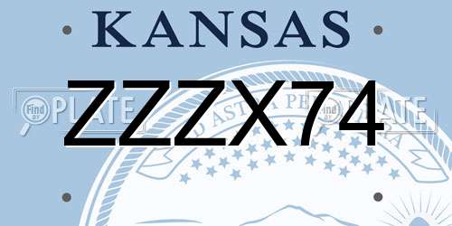 ZZZX74 Kansas License Plate
