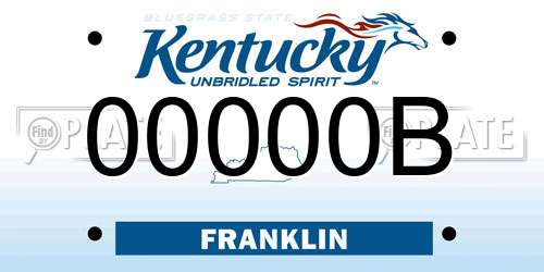 00000B Kentucky License Plate